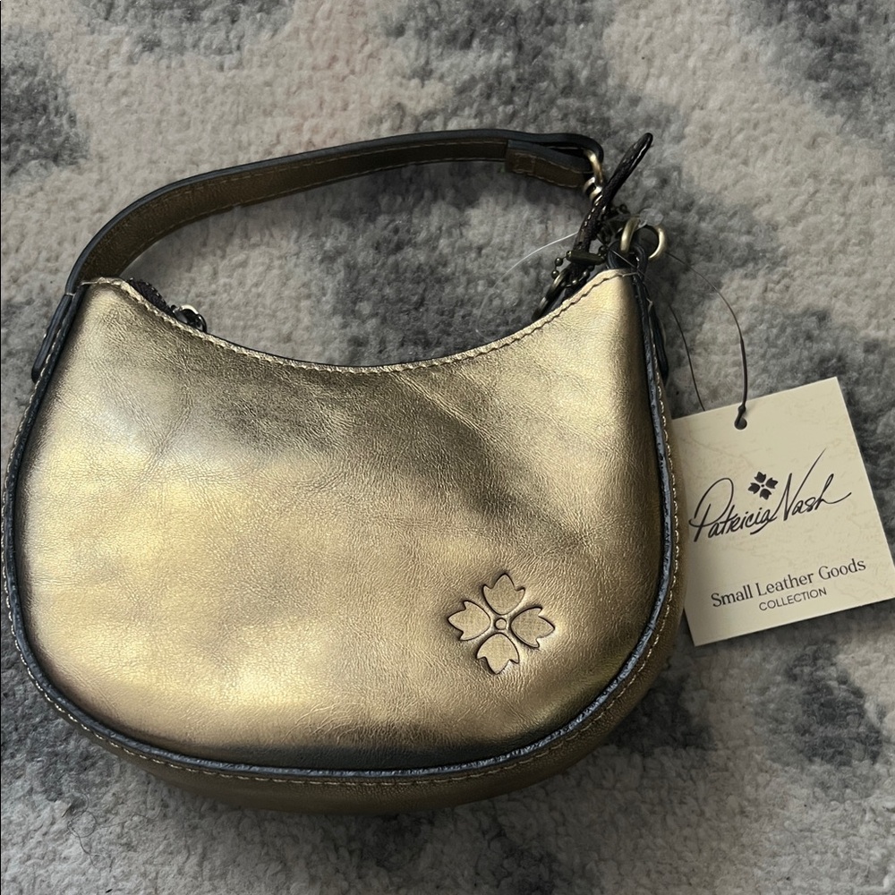 Patricia Nash Metallic Gold Mini Crescent  Bag